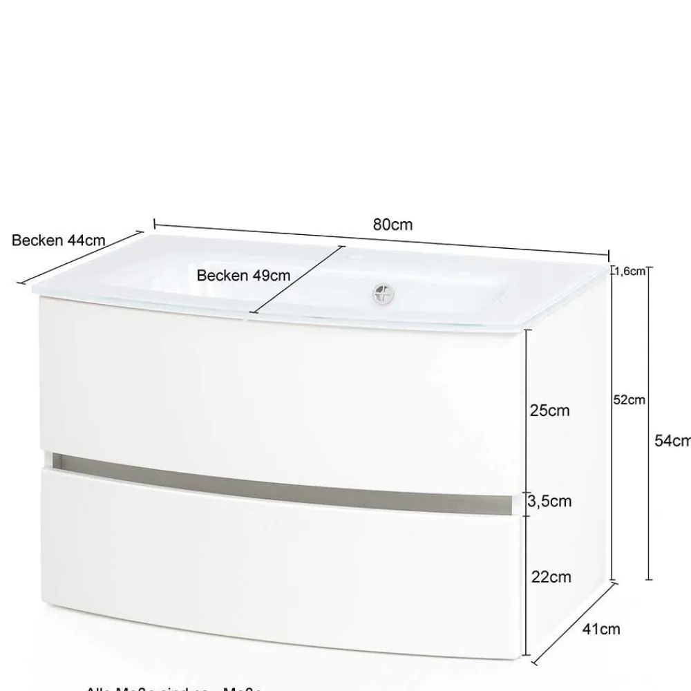 Wohnen Glas Waschbecken Waschtisch 80 cm breit - Neuzera