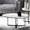 Wohnen Glas Wohnzimmertisch in Marmor Optik - eiförmig - Lampione