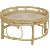 Wohnen Glas Wohnzimmertisch mit Rattan Gestell - Fidelphia