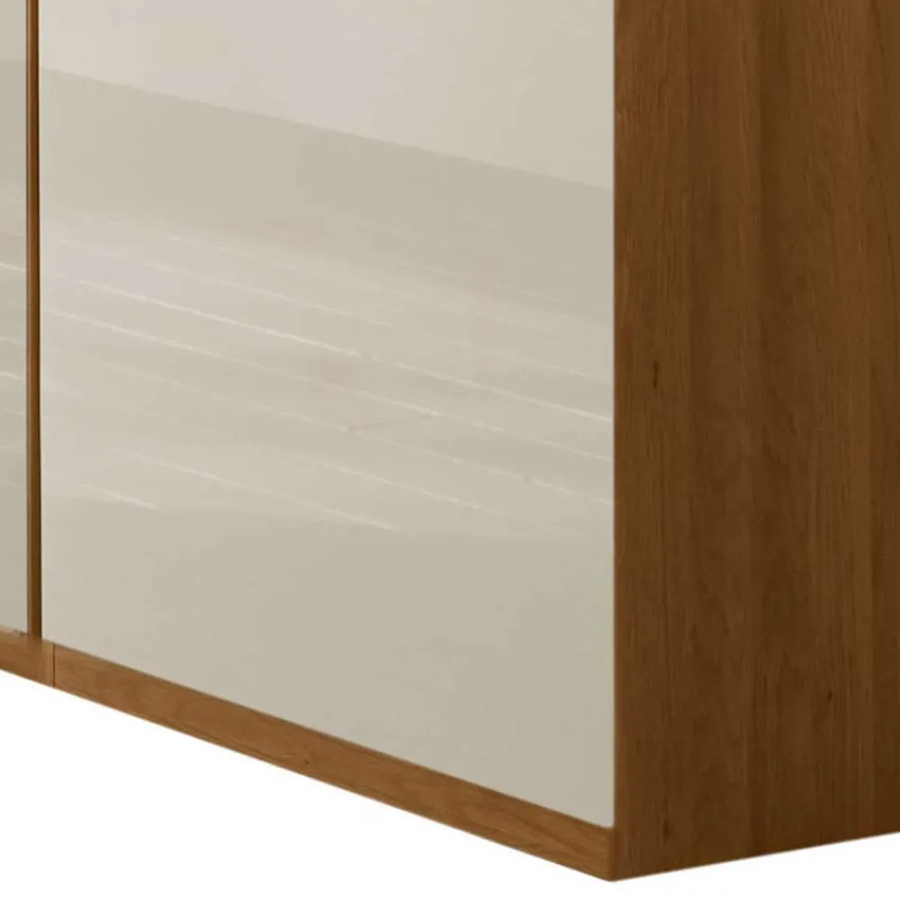 Wohnen Naturholzmöbel|Kleiderschränke*Glasfront Kleiderschrank in Beige & Eiche - Emdsiva