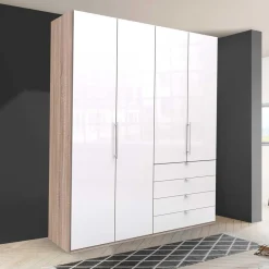 Wohnen Schränke|Kleiderschränke*Glasfront Kombi-Kleiderschrank in Weiß - Bosays