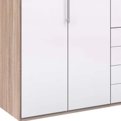 Wohnen Schränke|Kleiderschränke*Glasfront Kombi-Kleiderschrank in Weiß - Bosays