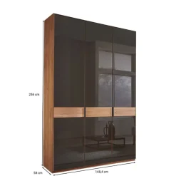 Wohnen Braune Möbel|Kleiderschränke*Glasfront-Schlafzimmerschrank in Dunkelbraun - Hung