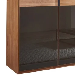 Wohnen Braune Möbel|Kleiderschränke*Glasfront-Schlafzimmerschrank in Dunkelbraun - Hung