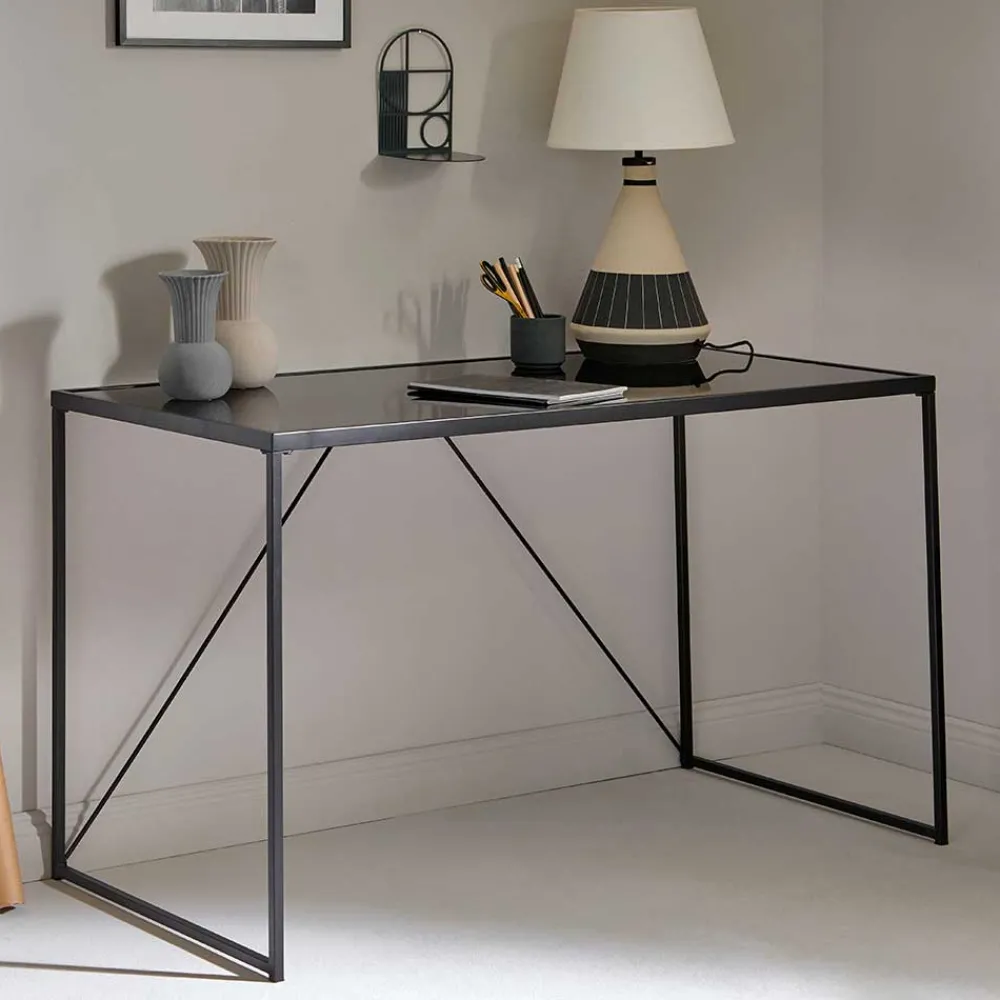 Wohnen Glasmöbel|Tische*Glasschreibtisch aus Schwarzglas - Pathos