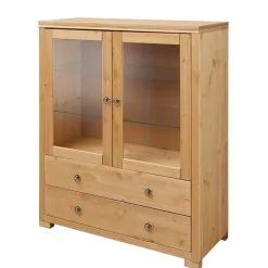 Wohnen Glastüren Highboard in Natur geölt - Vinidad
