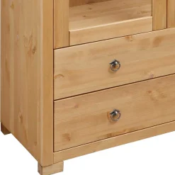 Wohnen Glastüren Highboard in Natur geölt - Vinidad