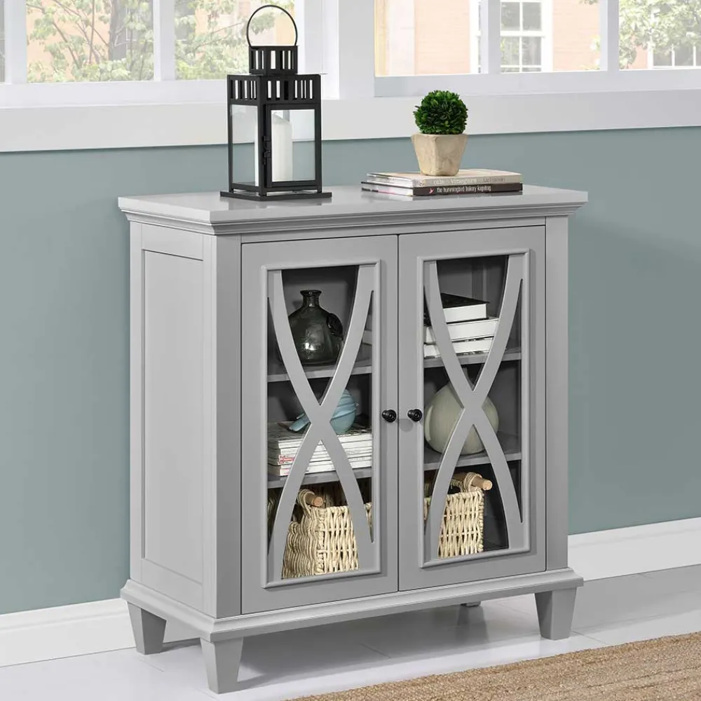 Wohnen Vitrinen|Wohnzimmer-Vitrinen*Glastüren-Kommode im Vintage Look - Dikono