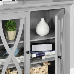 Wohnen Vitrinen|Wohnzimmer-Vitrinen*Glastüren-Kommode im Vintage Look - Dikono