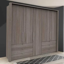 Wohnen Gleittüren-Kleiderschrank in Holz-Optik - Crenba