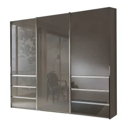 Wohnen Gleittürenschrank in Braun Glasfront - Padrig