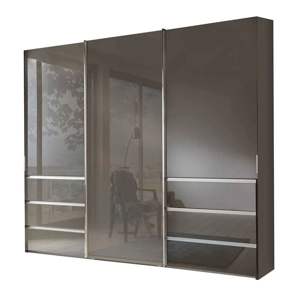 Wohnen Gleittürenschrank in Braun Glasfront - Padrig