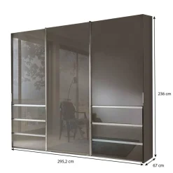 Wohnen Gleittürenschrank in Braun Glasfront - Padrig