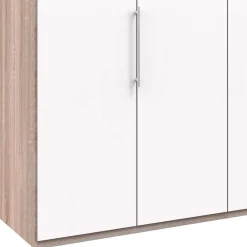 Wohnen Weiße Möbel|Kleiderschränke*Gleittürenschrank in Weiß & Eiche sägerau - Vaclyn