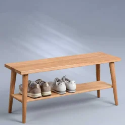 Wohnen Schuhschränke|Garderobenbänke*Günstige Flurbank aus Massivholz Wildeiche - Liorys