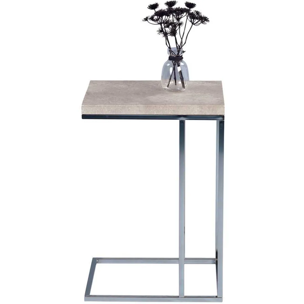 Wohnen Telefontische*Günstiger Beistelltisch mit Betonoptik Lady & Metallgestell verchromt