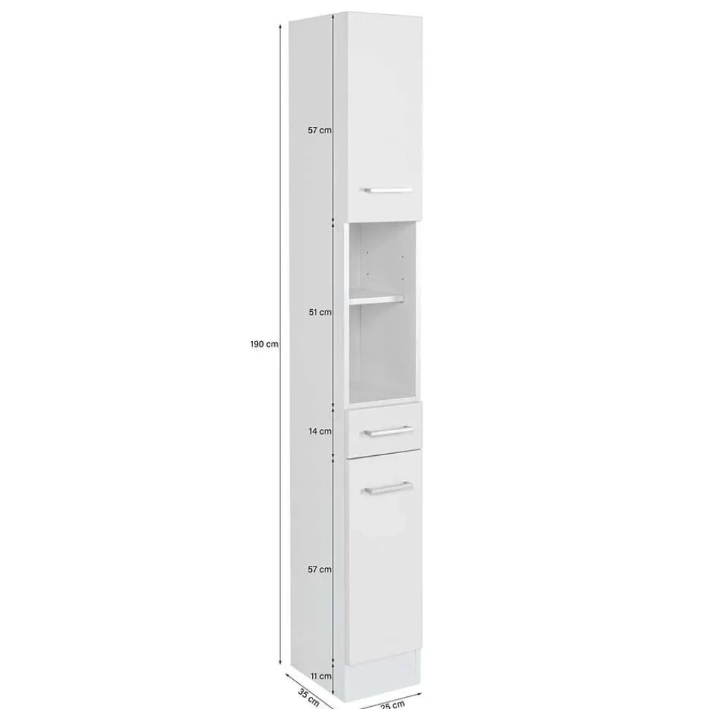 Wohnen Günstiger Hochschrank fürs Bad 25x190x35 cm - Loenixa