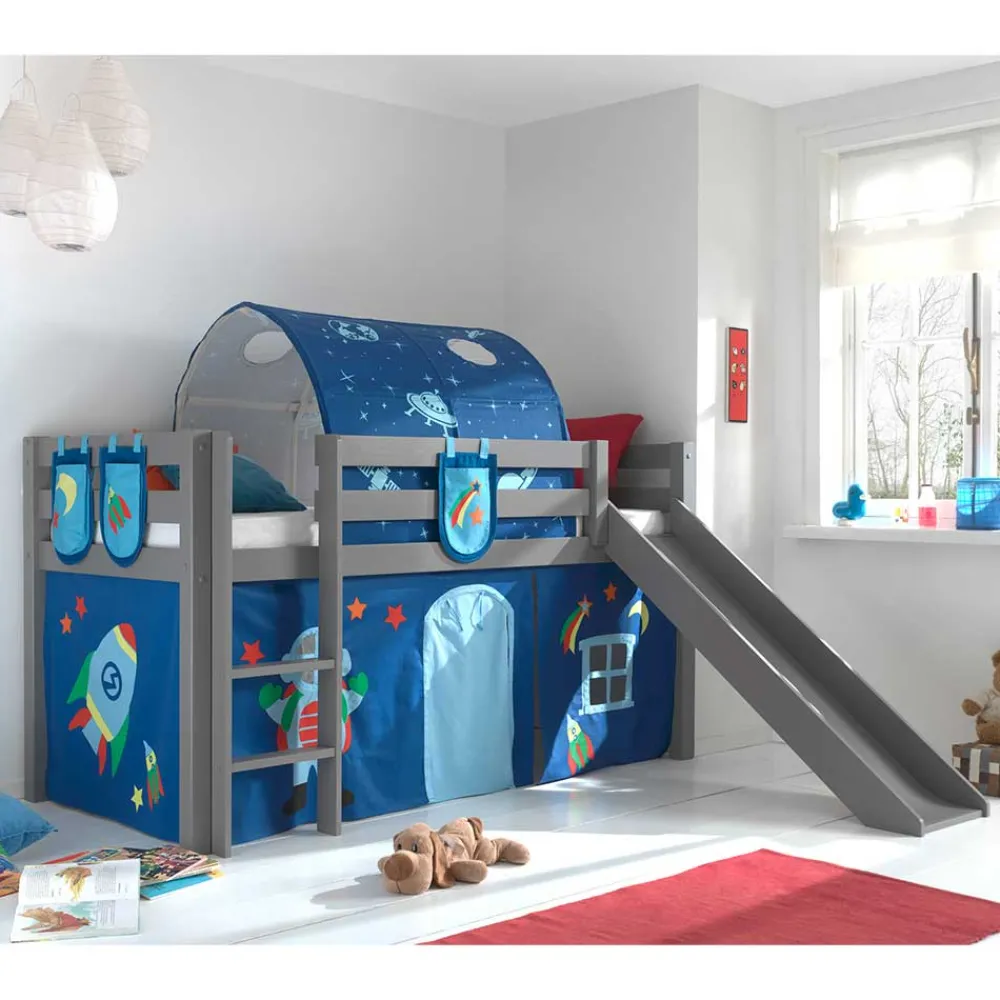 Kinder Wohnen Günstiges Astronaut Spielbett mit Rutsche - Diamony