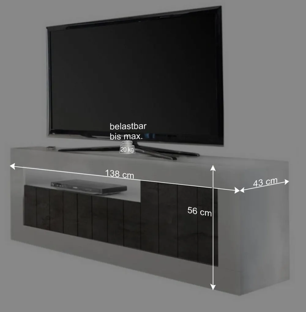 Wohnen Graue Möbel|Weiße Möbel*Günstiges Design TV Board 138x56x43 cm - Voskala
