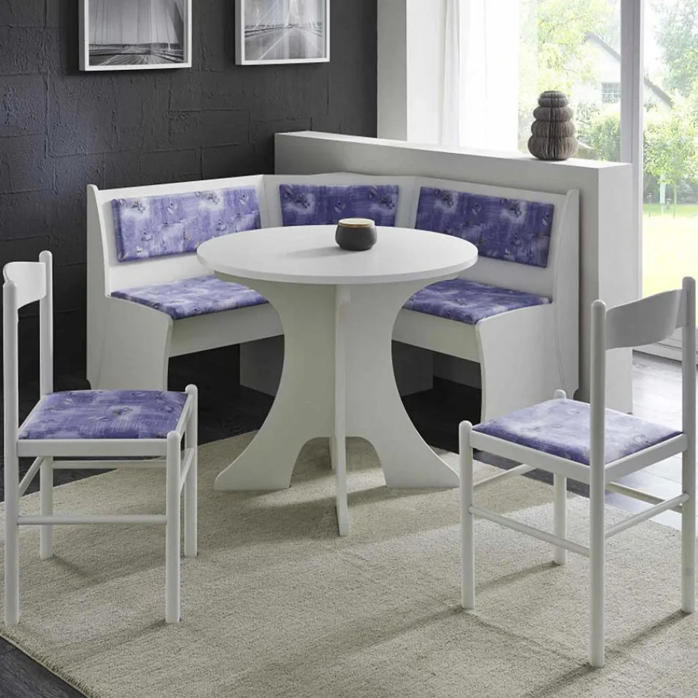 Wohnen Günstiges Eckbank Set Heflin in Weiß (vierteilig)