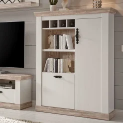 Wohnen Sideboards & Kommoden|Sideboards & Kommoden*Günstiges Highboard im Scandi Chic Nedita in Weiß