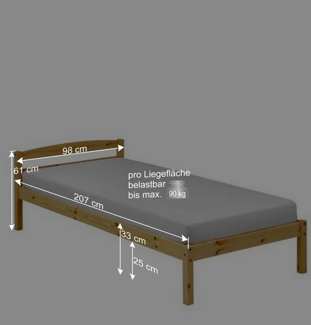 Wohnen Günstiges Holzbett aus Fichte Massivholz - Niels