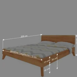 Wohnen Naturholzmöbel|Betten*Günstiges Kernbuche Bett aus Massivholz - Junola