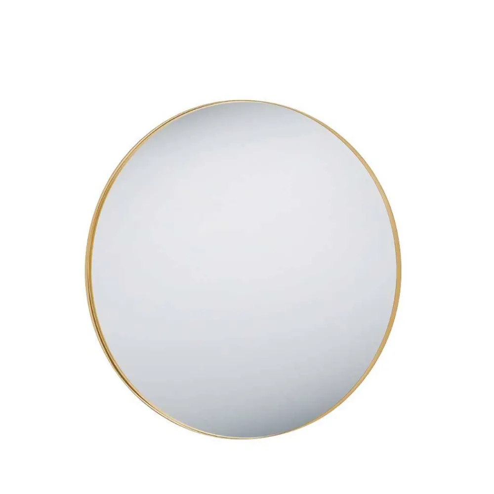 Wohnen Spiegel|Flurspiegel*Goldfarbener Wandspiegel in Rund 80 cm - Zeanno