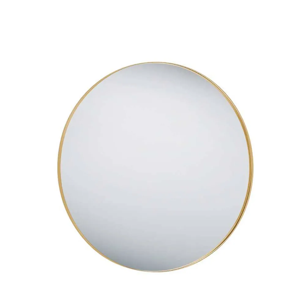 Wohnen Spiegel|Flurspiegel*Goldfarbener Wandspiegel in Rund 80 cm - Zeanno