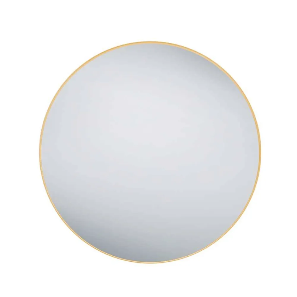 Wohnen Spiegel|Flurspiegel*Goldfarbener Wandspiegel in Rund 80 cm - Zeanno