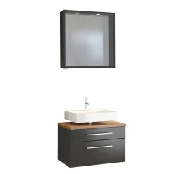 Wohnen Badezimmer Komplett*Graue Badmöbel Waschplatz - Estregos (zweiteilig)