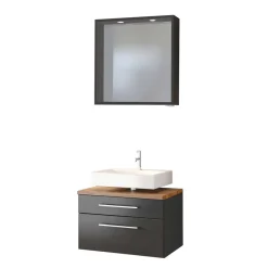 Wohnen Badezimmer Komplett*Graue Badmöbel Waschplatz - Estregos (zweiteilig)