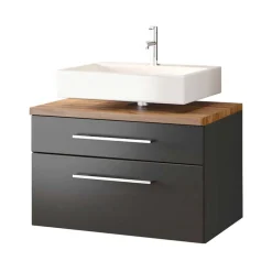 Wohnen Badezimmer Komplett*Graue Badmöbel Waschplatz - Estregos (zweiteilig)