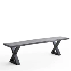 Wohnen Küchenbänke|Esszimmerbänke*Graue Baumkantenbank in Akazie massiv - Lenia