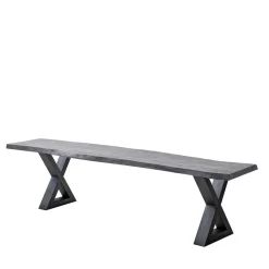 Wohnen Küchenbänke|Esszimmerbänke*Graue Baumkantenbank in Akazie massiv - Lenia