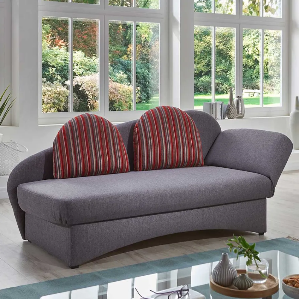 Wohnen Graue Federkern Schlafcouch mit Bettkasten - Langos