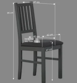 Wohnen Graue Holzstühle mit Polstersitz - Nepplan (2er Set)