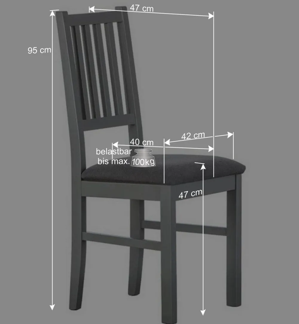 Wohnen Graue Holzstühle mit Polstersitz - Nepplan (2er Set)