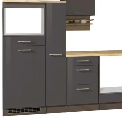 Wohnen Küche Komplett|Küchenzeilen*Graue Küche Block ohne Geräte - Bozenia (zehnteilig)