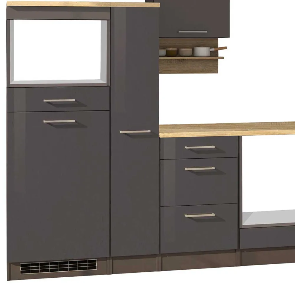 Wohnen Küche Komplett|Küchenzeilen*Graue Küche Block ohne Geräte - Bozenia (zehnteilig)