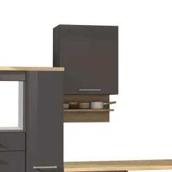 Wohnen Küche Komplett|Küchenzeilen*Graue Küche Block ohne Geräte - Bozenia (zehnteilig)