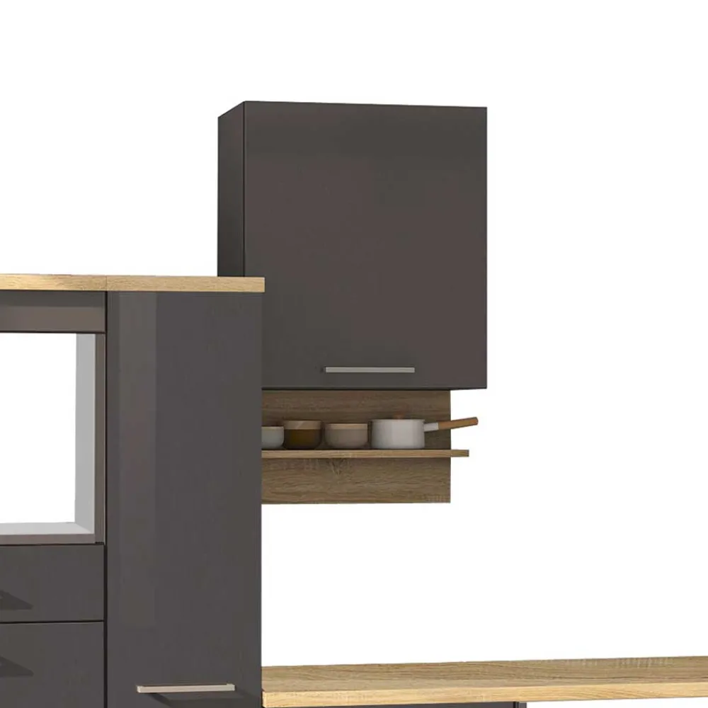 Wohnen Küche Komplett|Küchenzeilen*Graue Küche Block ohne Geräte - Bozenia (zehnteilig)