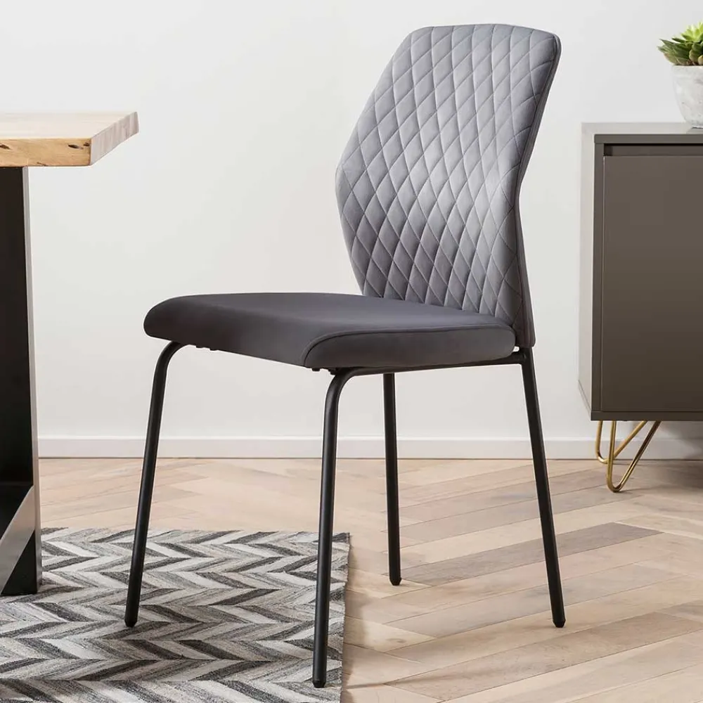 Wohnen Graue Samtstühle mit Gestell aus Metall - Sharkas (2er Set)