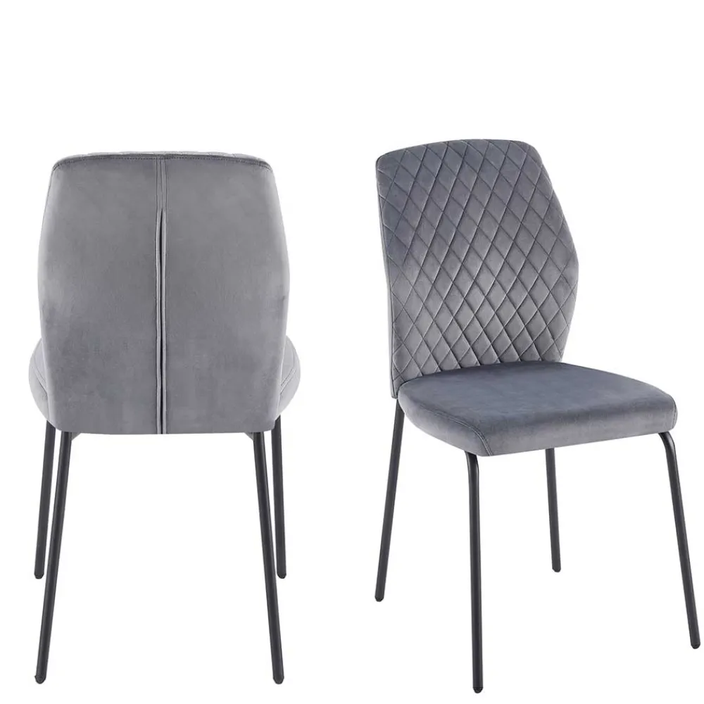 Wohnen Graue Samtstühle mit Gestell aus Metall - Sharkas (2er Set)