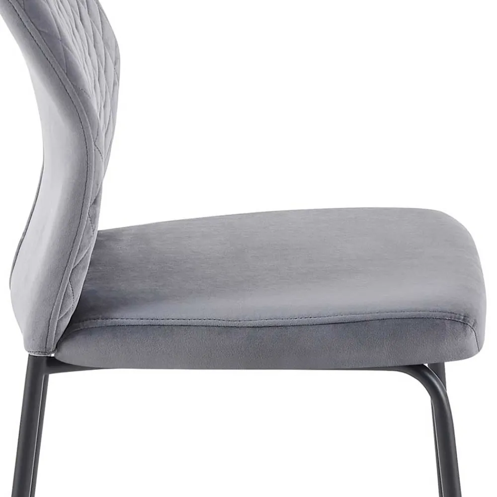 Wohnen Graue Samtstühle mit Gestell aus Metall - Sharkas (2er Set)