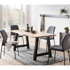 Wohnen Graue Samtstühle mit Gestell aus Metall - Sharkas (2er Set)