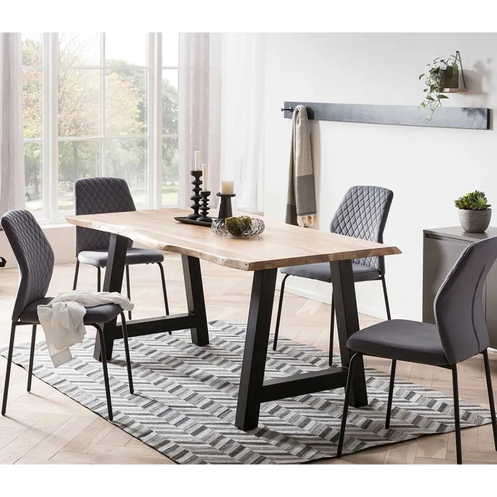 Wohnen Graue Samtstühle mit Gestell aus Metall - Sharkas (2er Set)