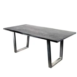 Wohnen Graue Möbel|Naturholzmöbel*Grauer Baumkanten Esstisch Risa im Loft Style