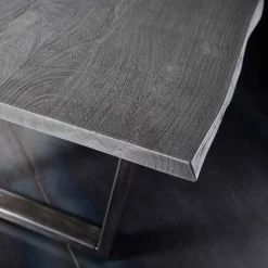 Wohnen Graue Möbel|Naturholzmöbel*Grauer Baumkanten Esstisch Risa im Loft Style