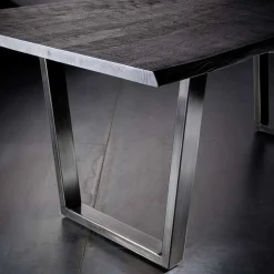 Wohnen Graue Möbel|Naturholzmöbel*Grauer Baumkanten Esstisch Risa im Loft Style